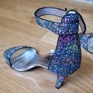 Sparkle rainbow heels, Size 6 fits like Size 7, Multi colored, Strappy heels